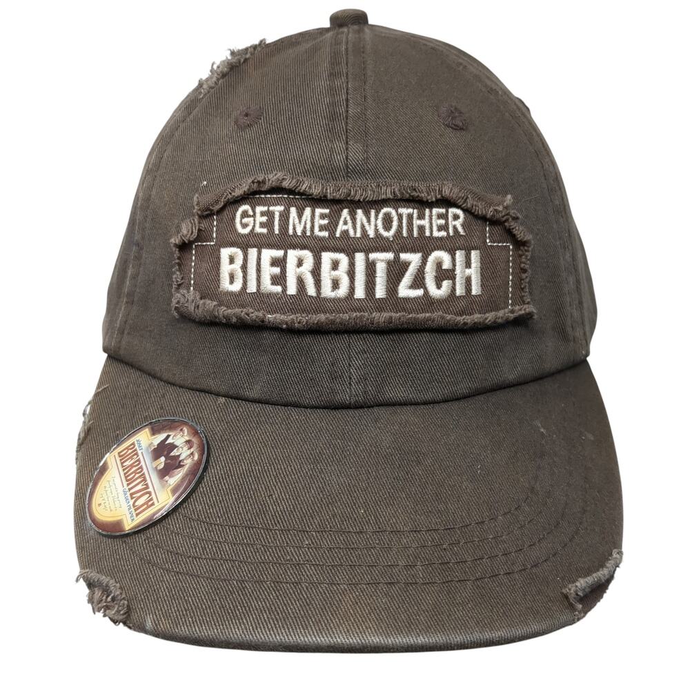 Get Me Another Bierbitzch Baseball Cap Brown One Size Distressed Hobow Caps